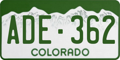 CO license plate ADE362