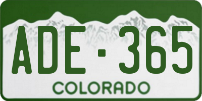 CO license plate ADE365