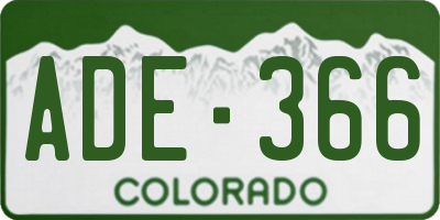 CO license plate ADE366