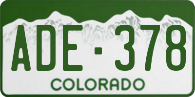 CO license plate ADE378