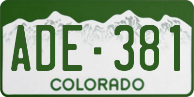 CO license plate ADE381