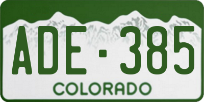 CO license plate ADE385