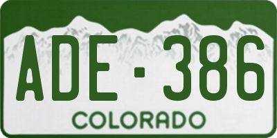 CO license plate ADE386