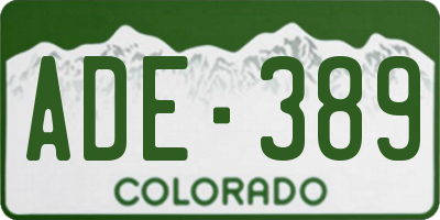 CO license plate ADE389