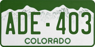 CO license plate ADE403