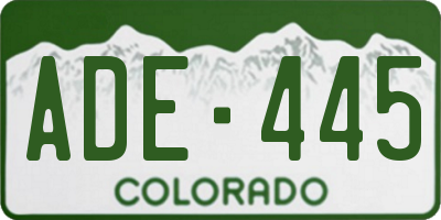 CO license plate ADE445