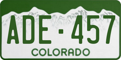 CO license plate ADE457
