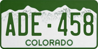 CO license plate ADE458