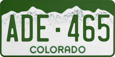 CO license plate ADE465