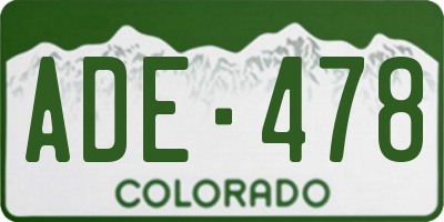 CO license plate ADE478