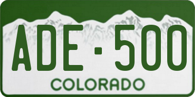 CO license plate ADE500