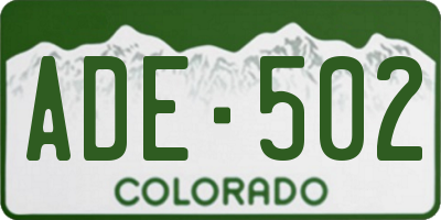 CO license plate ADE502