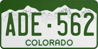 CO license plate ADE562