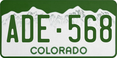 CO license plate ADE568