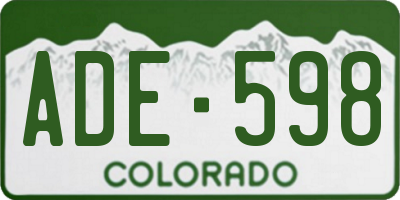 CO license plate ADE598