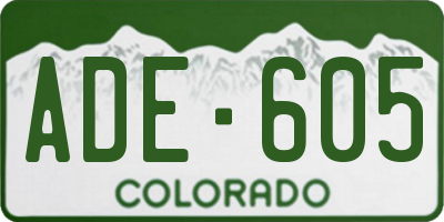 CO license plate ADE605