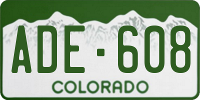 CO license plate ADE608