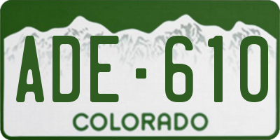 CO license plate ADE610