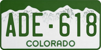 CO license plate ADE618