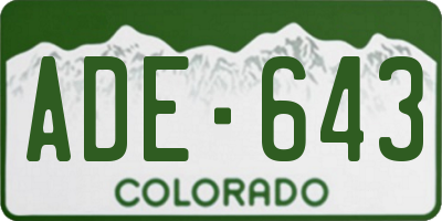 CO license plate ADE643