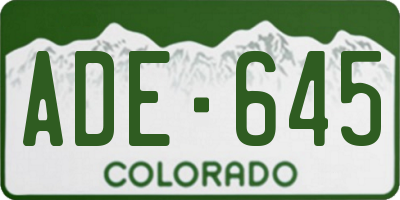 CO license plate ADE645
