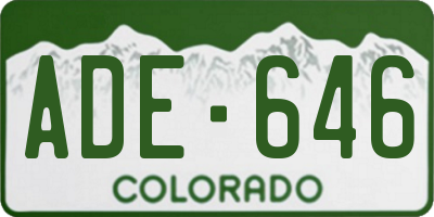 CO license plate ADE646