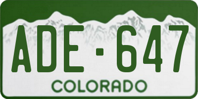 CO license plate ADE647