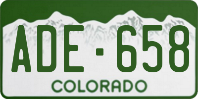 CO license plate ADE658