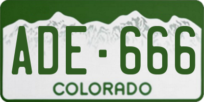 CO license plate ADE666