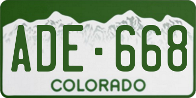 CO license plate ADE668