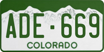 CO license plate ADE669