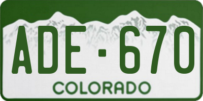 CO license plate ADE670