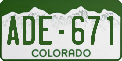 CO license plate ADE671