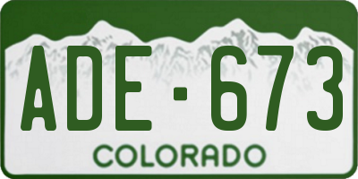 CO license plate ADE673