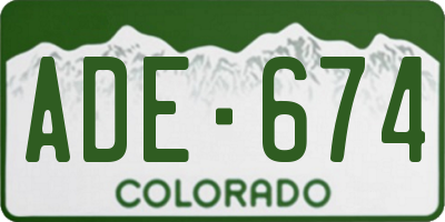 CO license plate ADE674