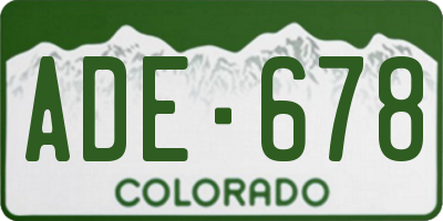CO license plate ADE678