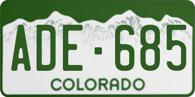 CO license plate ADE685