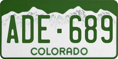 CO license plate ADE689