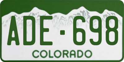 CO license plate ADE698