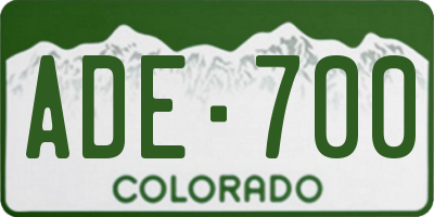 CO license plate ADE700