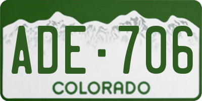 CO license plate ADE706
