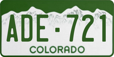 CO license plate ADE721