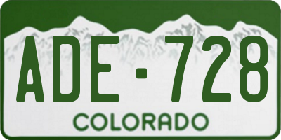CO license plate ADE728