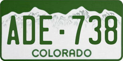 CO license plate ADE738