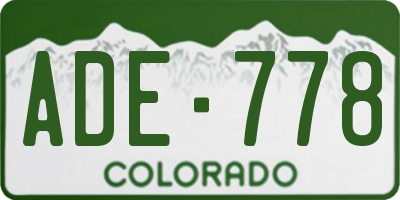 CO license plate ADE778