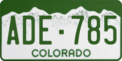 CO license plate ADE785