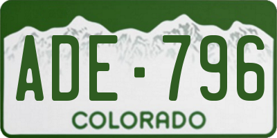 CO license plate ADE796