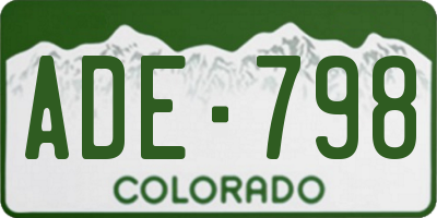 CO license plate ADE798