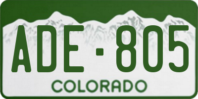 CO license plate ADE805
