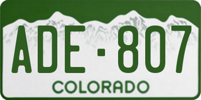 CO license plate ADE807